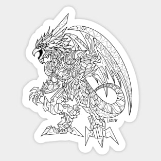 quetzalcoatl in metal mecha armor dragon ecopop pattern art Sticker